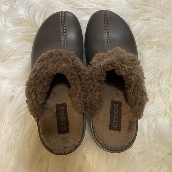 Crocs Womens Cobbler Clog Mules with Faux Fur Lining Brown/Walnut Size 6 - Picture 11 of 11